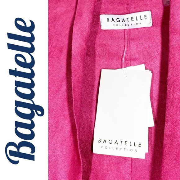 NWT BAGATELLE CRANBERRY RED MICRO SUEDE WATERFALL MOTO STYLE JACKET, SIZE MEDIUM - Picture 4 of 8